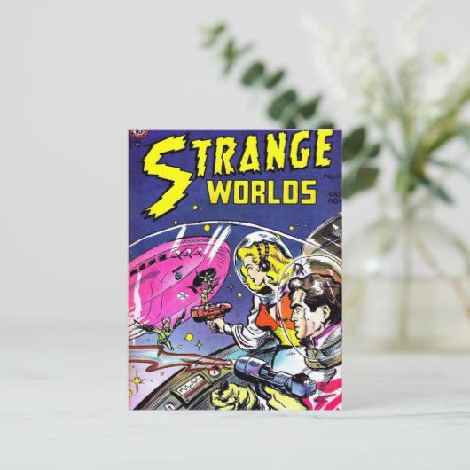 Comic Book Strange Worlds Briefkaart (Staand voorkant)