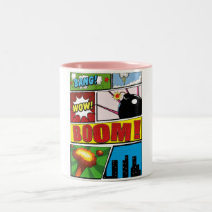 Comic Book stripboek lettertypen! Tweekleurige Koffiemok