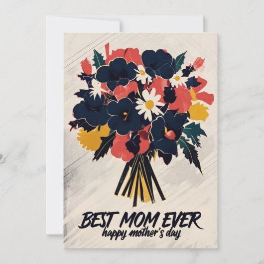 Comic Book Style Bloemen Boeket Moederdag Kaart (Voorkant)