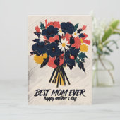 Comic Book Style Bloemen Boeket Moederdag Kaart (Staand voorkant)