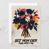 Comic Book Style Bloemen Boeket Moederdag Kaart (Voorkant / Achterkant)