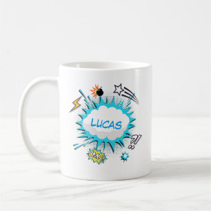 Comic Book Style Colorful Custom Name Coffee Mok