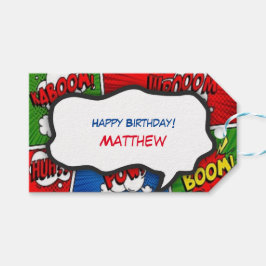 Comic Book Style Kids Verjaardagsfeest Bedankt Cadeaulabel