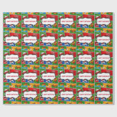 Comic Book Style Kids Verjaardagsfeest Cadeaupapier (Vlak)