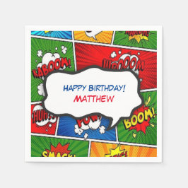 Comic Book Style Kids Verjaardagsfeest Servet