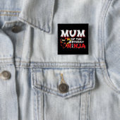 Comic Book Style Party Mum van de Verjaardag Ninja Vierkante Button 5,1 Cm (In situ)