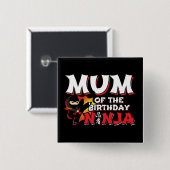 Comic Book Style Party Mum van de Verjaardag Ninja Vierkante Button 5,1 Cm (Voorkant /achterkant)