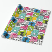 Comic Book Style Pet Patroon Cadeaupapier (Uitgerold)
