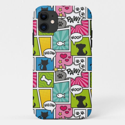 Comic Book Style Pet Patroon Case-Mate iPhone Case (Achterkant)