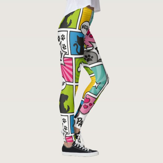 Comic Book Style Pet Patroon Leggings (Rechts)
