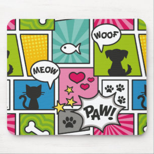 Comic Book Style Pet Patroon Muismat