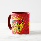 Comic Book Style Rood en Geel Super Mam Mok (Voorkant links)