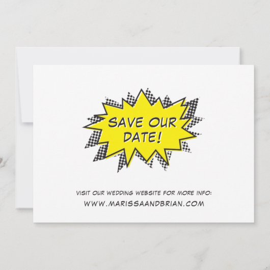 Comic Book Style Save the Date (Achterkant)