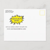 Comic Book Style Save the Date Aankondigingskaart (Achterkant)