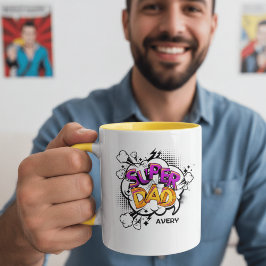 Comic Book Style Super Dad Personalized Name Koffiemok