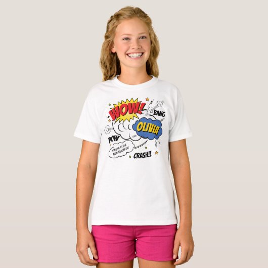 Comic Book Style Super Hero T-shirt (Voorkant volledig)