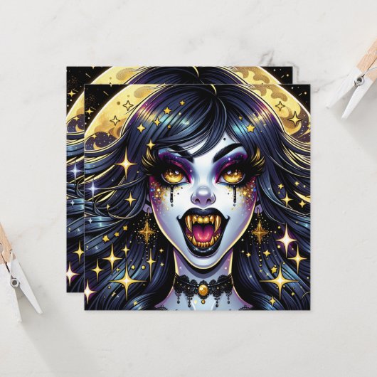 Comic Book Style Vampire Halloween Party (Voorkant / Achterkant in situ)