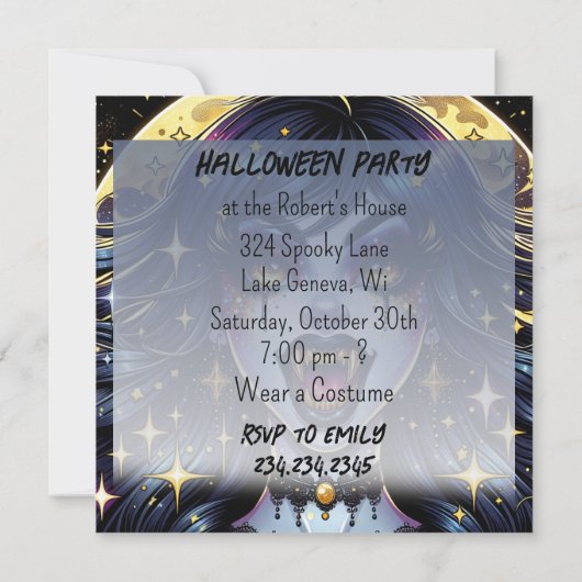 Comic Book Style Vampire Halloween Party (Achterkant)