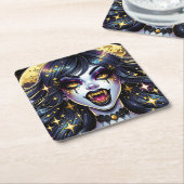 Comic Book Style Vampire Halloween Party Kartonnen Onderzetters (Schuin)