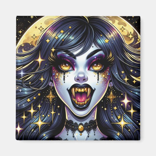 Comic Book Style Vampire Halloween Party Magneet (Voorkant)