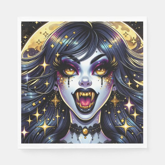 Comic Book Style Vampire Halloween Party Servet (Voorkant)