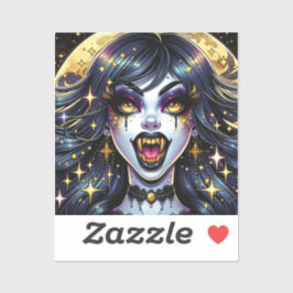 Comic Book Style Vampire Halloween Party Sticker