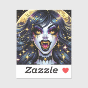 Comic Book Style Vampire Halloween Party Sticker