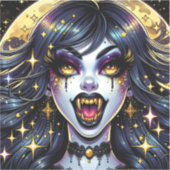Comic Book Style Vampire Halloween Party Sticker (Voorkant)