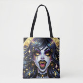 Comic Book Style Vampire Halloween Party Tote Bag (Voorkant)