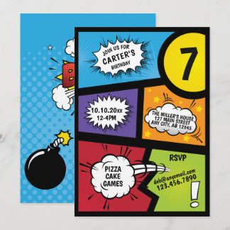 Comic Book Super Hero Birthday Kaart