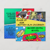 Comic Book Superheld Afstuderen Uitnodiging (Voorkant / Achterkant)