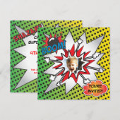 Comic Book Superheld Birthday Party-fotokaart Kaart (Voorkant / Achterkant)