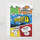 Comic Book Superheld Birthday Uitnodiging (Voorkant)