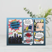  Comic Book Superheld Birthday Uitnodiging (Staand voorkant)