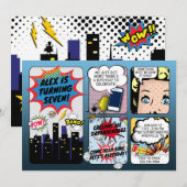  Comic Book Superheld Birthday Uitnodiging (Voorkant / Achterkant)