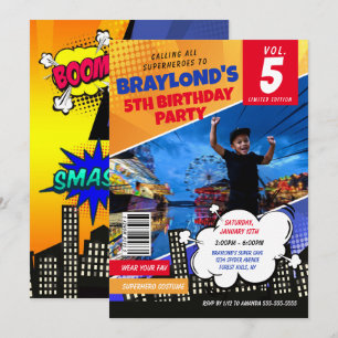 Comic Book Superheld Birthday Uitnodiging