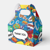 Comic Book Superheld Blue Birthday Party Bedankdoosjes (Achterkant)