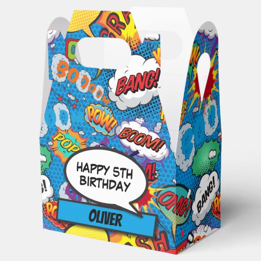 Comic Book Superheld Blue Birthday Party Bedankdoosjes (Geopend)