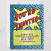 Comic Book Superheld Photo Insert Birthday Party Kaart (Achterkant)