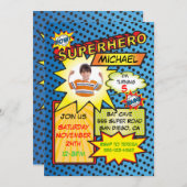 Comic Book Superheld Photo Insert Birthday Party Kaart (Voorkant / Achterkant)