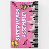 Comic Book Superheld Unieke Meisjes Verjaardag  Spandoek (Verticaal)