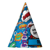 Comic Book Superheld Verjaardag Blauw Feesthoedjes (Links)