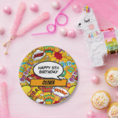 Comic Book Superheld Verjaardagsfeestje op Maat Papieren Bordje (Feest)