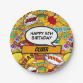 Comic Book Superheld Verjaardagsfeestje op Maat Papieren Bordje (Voorkant)