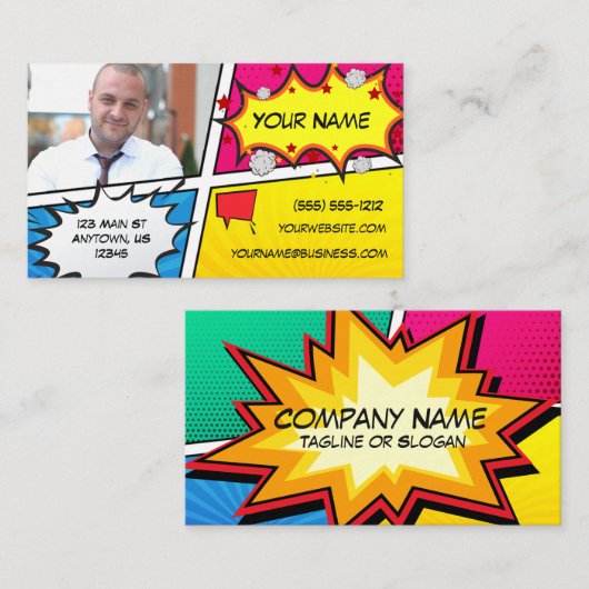 Comic Book Superheld Visitekaartje (Voorkant / Achterkant)