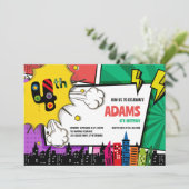 Comic Book Superhero 4e verjaardag Kaart (Staand voorkant)