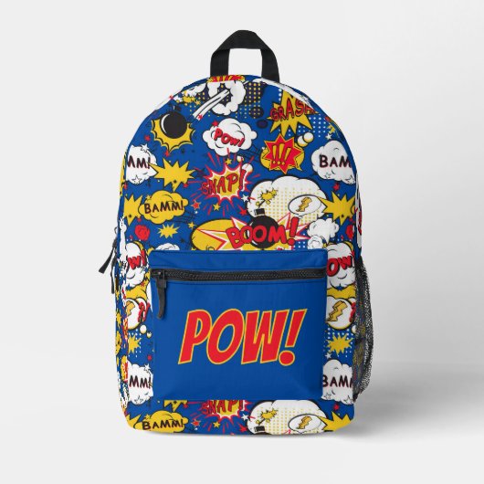 Comic Book Superhero Aangepaste Initialen of tekst Bedrukte Rugzak (Voorkant)