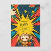 Comic Book Superhero Boy Baby Showe Diapper Raffle Informatiekaartje (Voorkant)