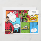 Comic Book Superhero Boy baby shower Kaart (Voorkant)