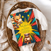 Comic Book Superhero Boy Baby shower Kaart